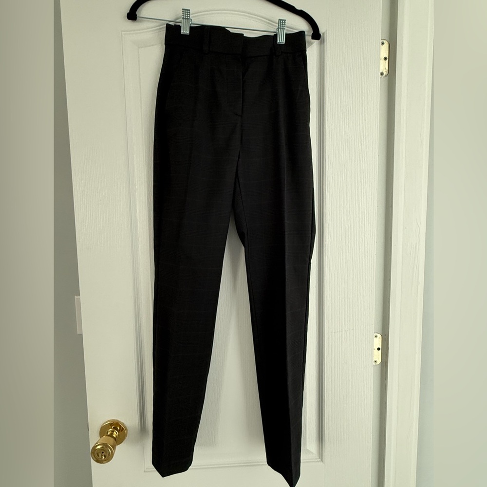 H&M Classic Black/Gray Plaid Straight Leg Trousers
